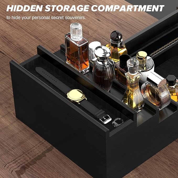 upcessory Cologne Organizer for Men, 4 Tier Black Wood Perfume Organizer - Image 2