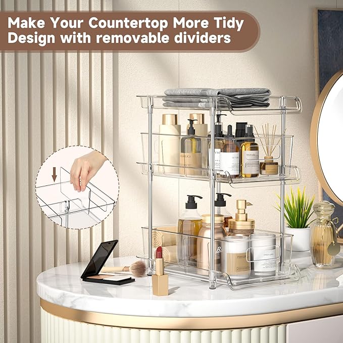 2Set 3 Tier Clear Bathroom Organizer - Image 5