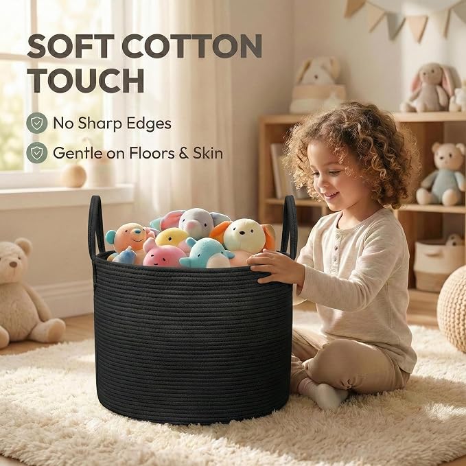 JMvicyroam 115L Extra Large Machine Washable Cotton Rope Blanket Basket | - Image 4