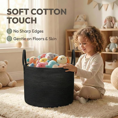 JMvicyroam 65L Extra Large Machine Washable Cotton Rope Blanket Basket | - Image 4