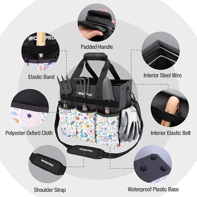 WORKPRO Garden Tool Bag Organizer, Heavy Duty Gardening Tote Bag - Image 3