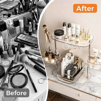 Rotating Makeup Vanity Organizer, Bathroom Countertop Cosmetic Skin Care Storage - Image 3