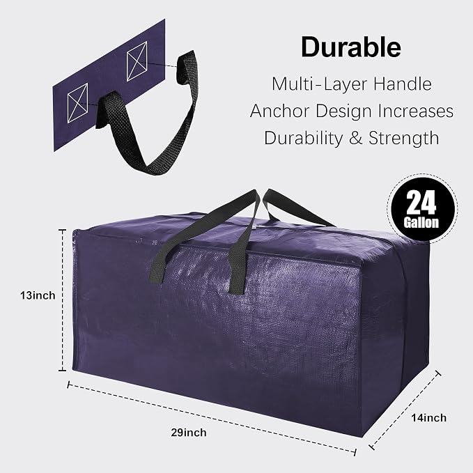 6 Pack Heavy Duty Large Moving Bags W/Backpack Straps - Image 2