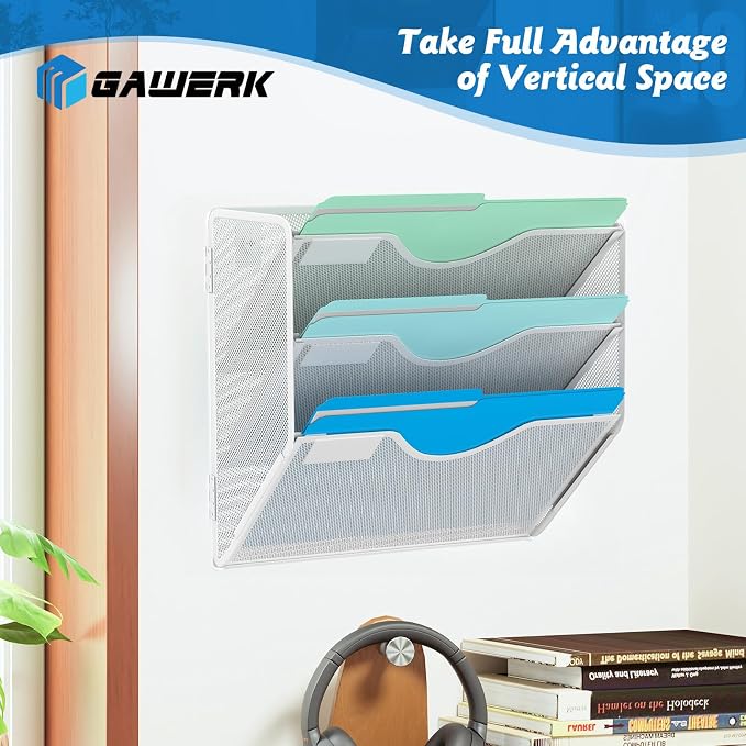 3 Tier Hanging Wall File Organizer, Mesh Mail Paper Orgnization Hanging File - Image 6