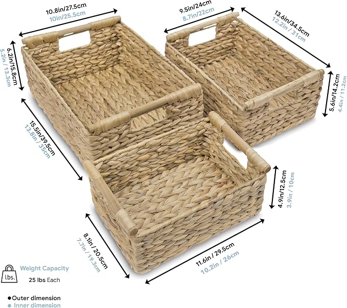 VATIMA Hyacinth Wicker Basket Set 3 size - Image 6