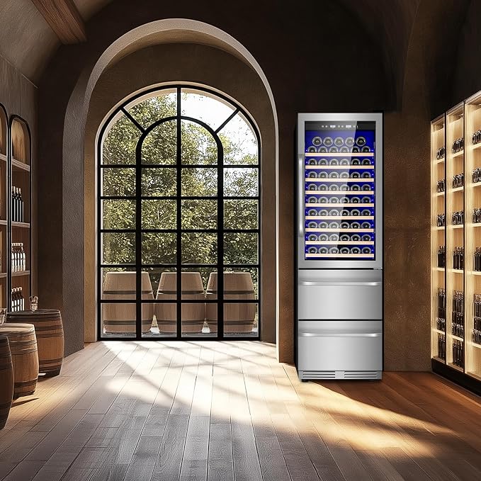 24 Inch Wine and Beverage Refrigerator, 2 IN 1 Dual Zone Drawer Beverage Fridge - Image 7
