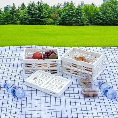 ZHJINGYU Plastic Basket Storage Crates, Collapsible Shopping Basket, Foldable - Image 6