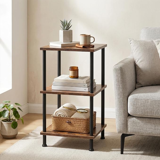 HOOBRO 3-Tier Corner Shelf Stand, Corner Square Rack Display Shelf, Tall - Image 9