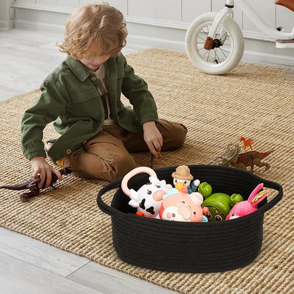 Small Woven Cotton Rope Basket Cute Baby Gift Baskets Empty 13.7"x10"x5" - Image 4