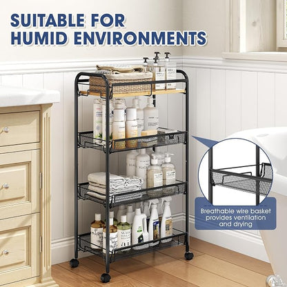 TOOLF 4-Tier Rolling Cart, Metal Utility Cart, Slide Out Storage Cart - Image 5