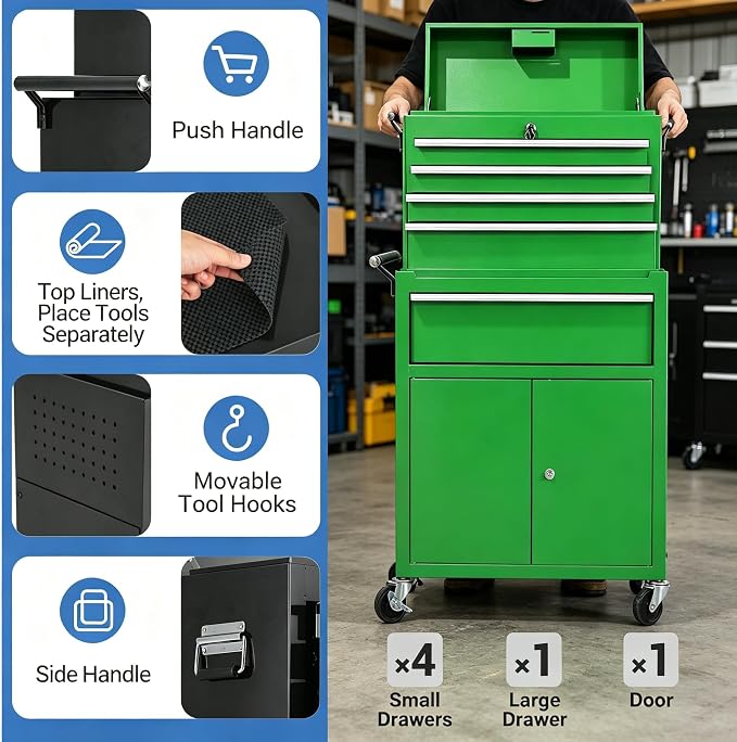 GarveeTech 20 Inch 5 Drawer Rolling Tool Box - Image 5