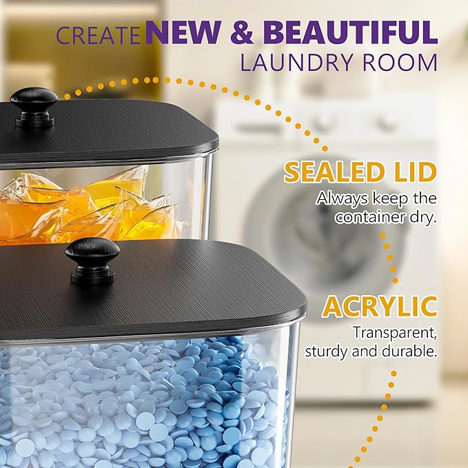 4 Pack Laundry Pods Container, Large Detergent Powder Storage Containers Black - Image 4