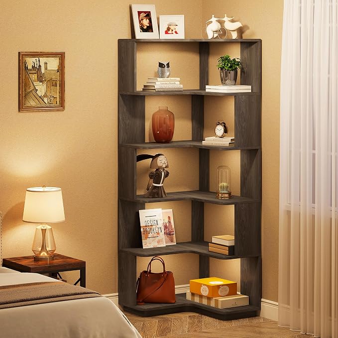 Tribesigns 6-Tier Corner Bookshelf, 64.9 Inches Tall Corner Bookcase - Image 5