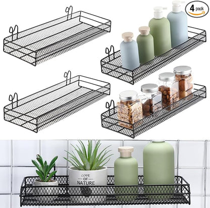 4 Pcs Black Metal Grid Wall Baskets by Sunnychicc