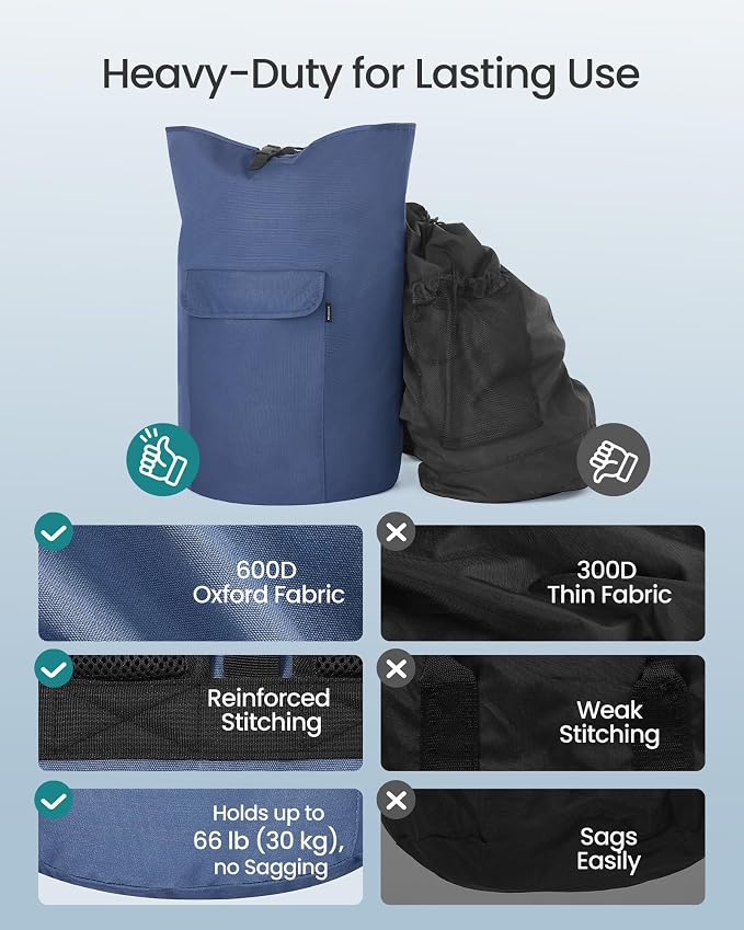SONGMICS Laundry Bag, Laundry Backpack 31.7 Gallons, Heavy-Duty, Large - Image 3
