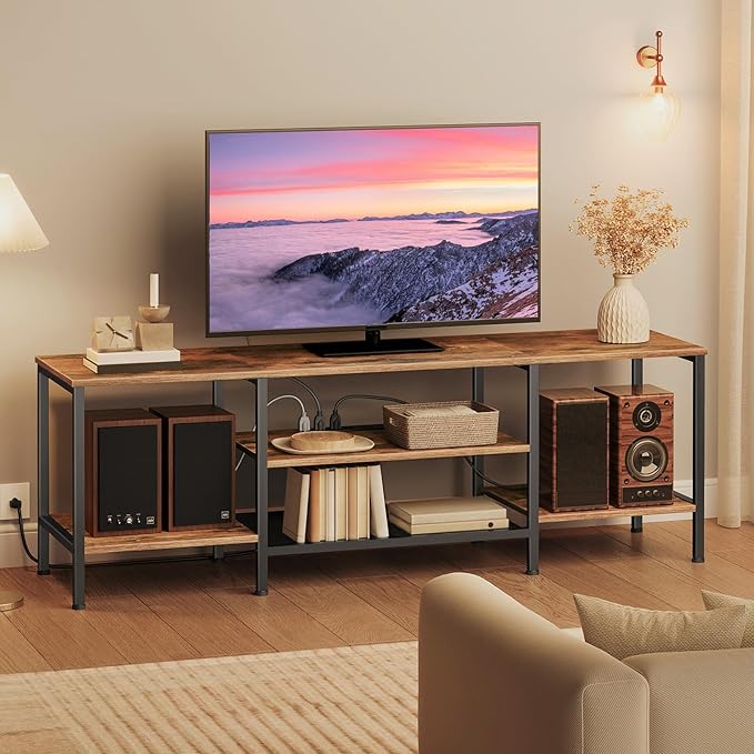 HOOBRO TV Stand with Power Outlets to 75 Inches, TV Console Table with Open by HOOBRO