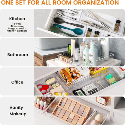 Criusia 16 Pack Large Clear Plastic Drawer Organizer Bins - Image 3