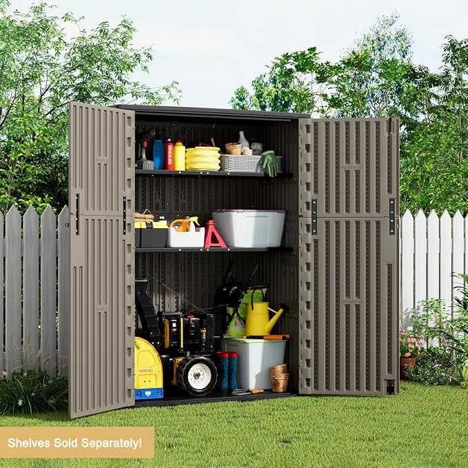 KINYING Outdoor Storage Shed, 57 Cu.ft Vertical Outdoor Storage Cabinet - Image 6