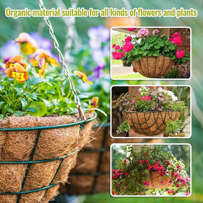 6 Pack 14 Inch Hanging Basket Coco Liners Replacement, 100% Natural Round - Image 6