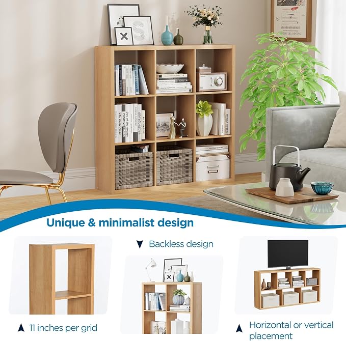 9-Cube Storage Organizer, Wooden Cube Shelf Bookcase - Image 6