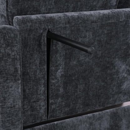 ERYE Chenille Tufted Loveseat Sofa and Ottoman Set, Tufted Recliner Sleeper - Image 6