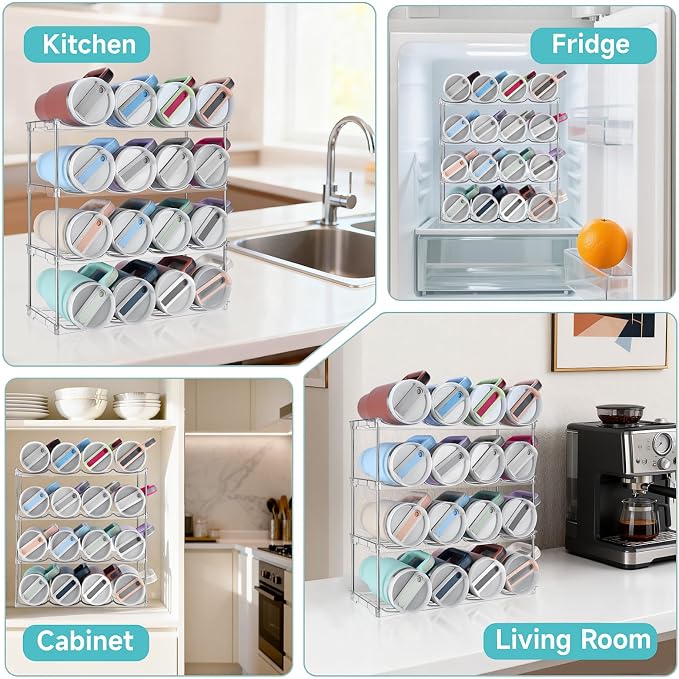 Stackable Water Bottle Organizer, Large Compartment Water Bottle Holder - Image 6