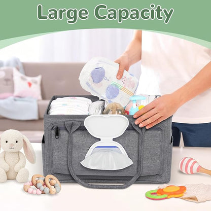Volnamal Diaper Caddy with Wipe Dispenser One-Handed Access, Portable Car - Image 2