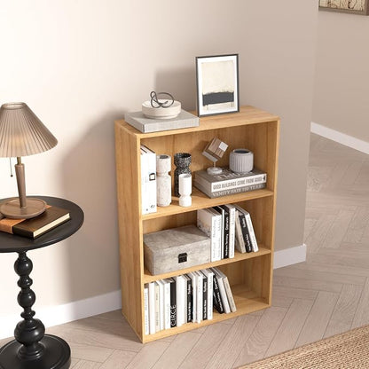 Wooden 3 Tier Book Shelf, 3 Cube Storage Organizer, 3 Tier Low Bookcase Storage - Image 6