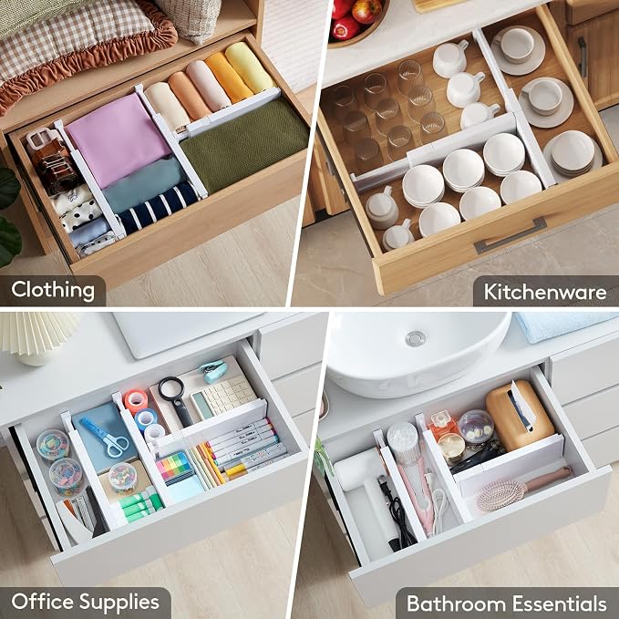 Lifewit 16 Pack Drawer Dividers 4" High, 11-17" Adjustable Drawer Organizers - Image 7