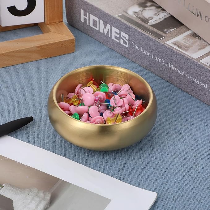 4 Inch Gold Decorative Bowl, Stainless Steel Key Bowl & Catch All Tray - Image 5