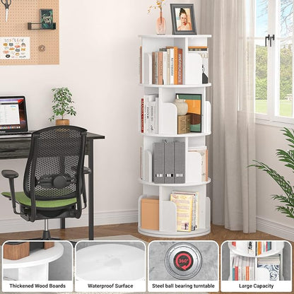 Aheaplus Rotating Bookshelf, Small Corner Bookshelf - Image 4