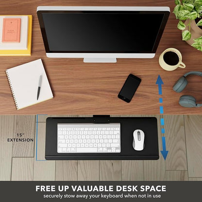 Mount-It! Under Desk Keyboard Tray – Adjustable Slide-Out Keyboard Drawer - Image 3