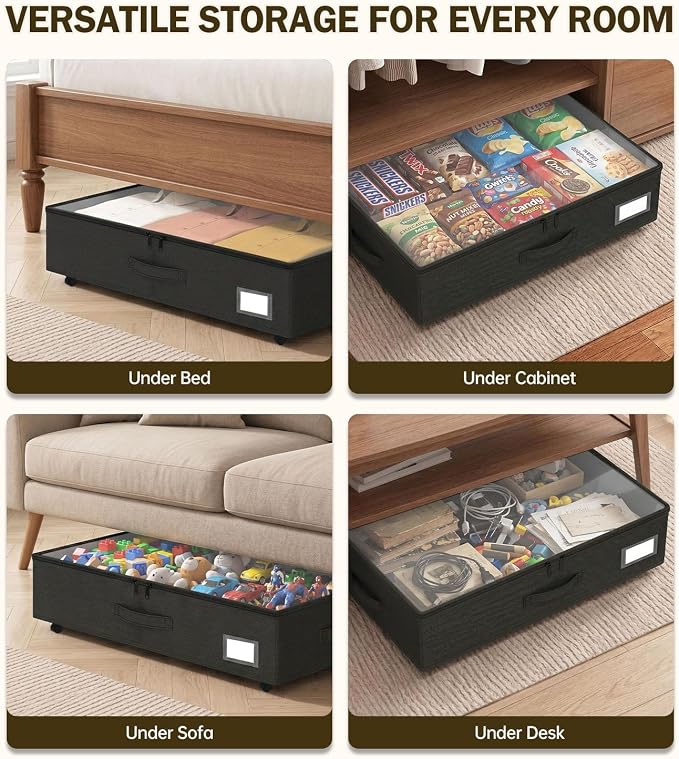 Under Bed Storage with Wheels 2-Pack, Under Bed Storage Containers, Underbed - Image 7