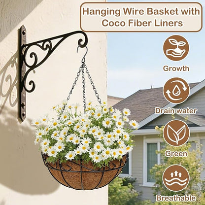 6 Pack 12 inch Metal Hanging Baskets - Image 3