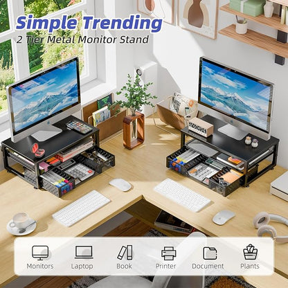 Simple Trending Desk Organizer and Accessories, 2-Tier Computer Monitor Stand - Image 5