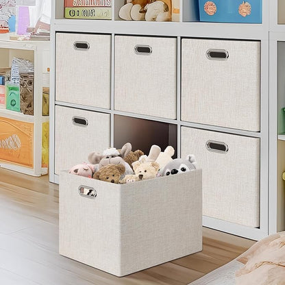 Posprica 15.12"x12.13"x12.01" Storage Cube Bins, Linen Decorative Closet - Image 2
