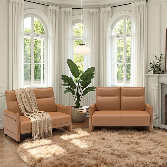 Faux Leather Loveseat, Upholstered Loveseat - Image 8