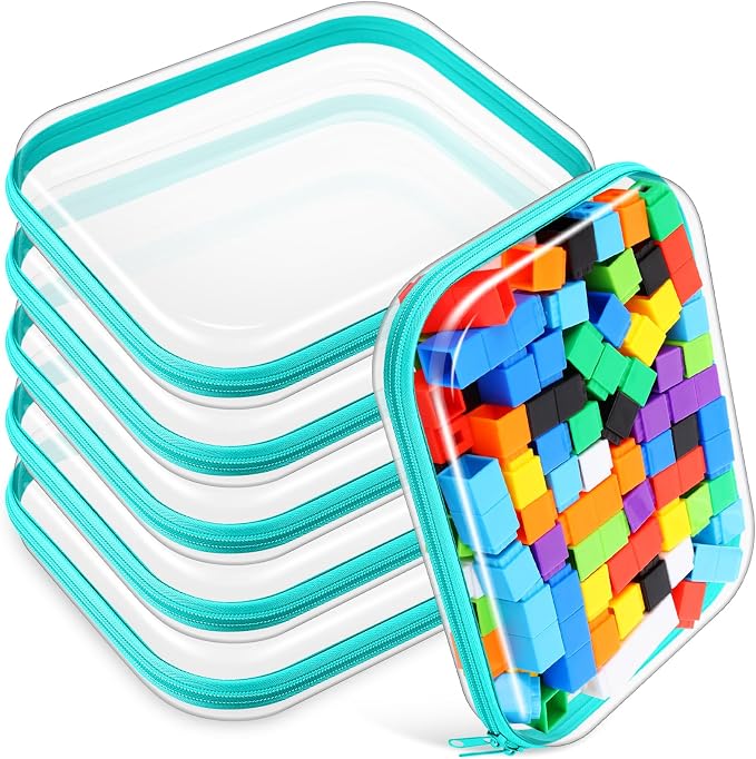 Sanwuta 6 Pcs Clear Hard Zipper Case Hard Plastic Zipper Pouches Transparent by Sanwuta