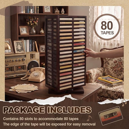 Ripeng Cassette Tape Holder Rotatable Cassette Storage 360 Degree Cd Tower - Image 3