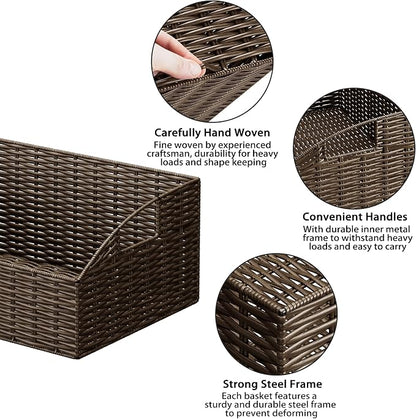 Ollieroo Rattan Storage Baskets, Handwoven Wicker Storage Bins - Image 3