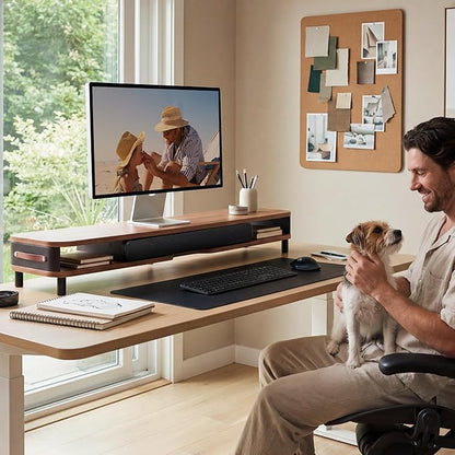 Fenge Monitor Stand with Large Drawer, 42.5 Inch Dual Monitor Riser - Image 2
