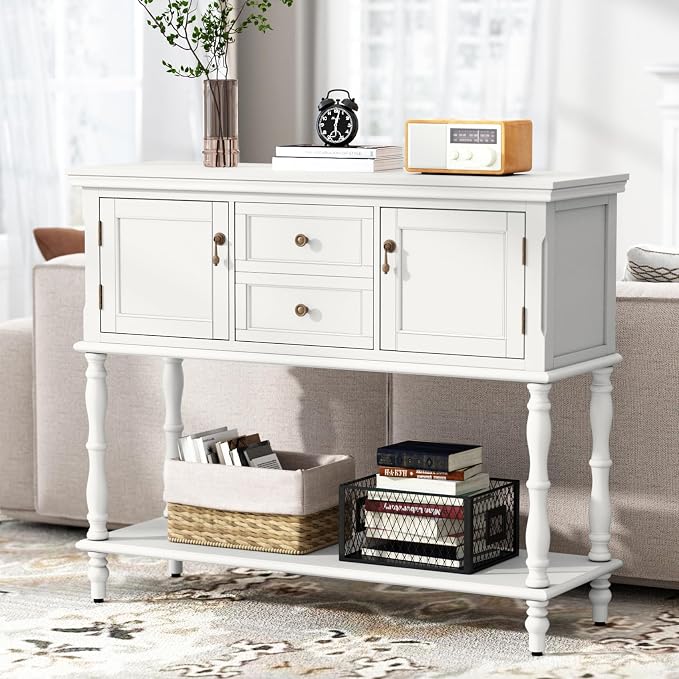 ARTPOWER Console Table with 2 Drawers, Retro Entryway Table with 2 Door - Image 7