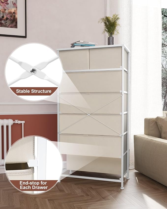Fabric Dresser with 7 Drawers, Vertical Storage Tower | Sturdy Steel Frame - Image 8