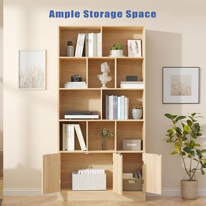 71" Tall Bookshelf with 10 Cubes and 3 Doors, 4-Tier Bookshelf, Open Shelf - Image 4