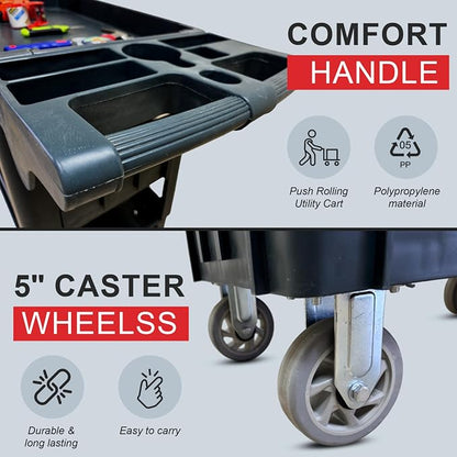 Heavy Duty Rolling Utility Service PP Cart - Image 4