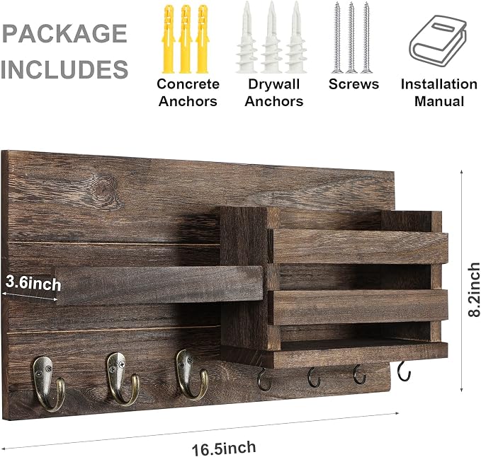 Lwenki Mail Organizer for Wall Mount – Key Holder - Image 5