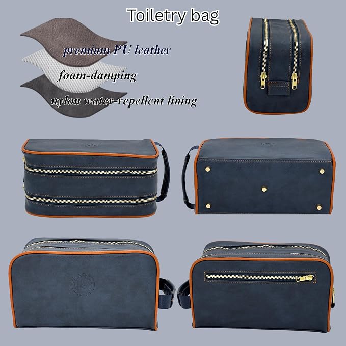 Dopp Gift Large Travel Toiletry Bag Premium Quality PU Leather Two compartments - Image 5
