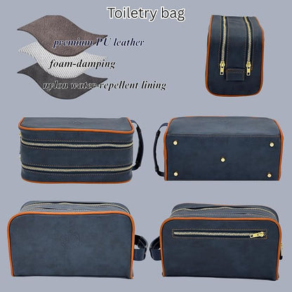 Dopp Gift Large Travel Toiletry Bag Premium Quality PU Leather Two compartments - Image 5