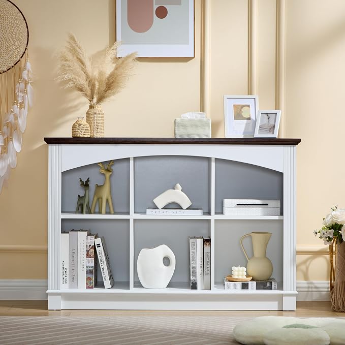 White Bookshelf, 6-Cube Bookcase and Kids Bookshelf, Wooden Storage Cabinet - Image 3