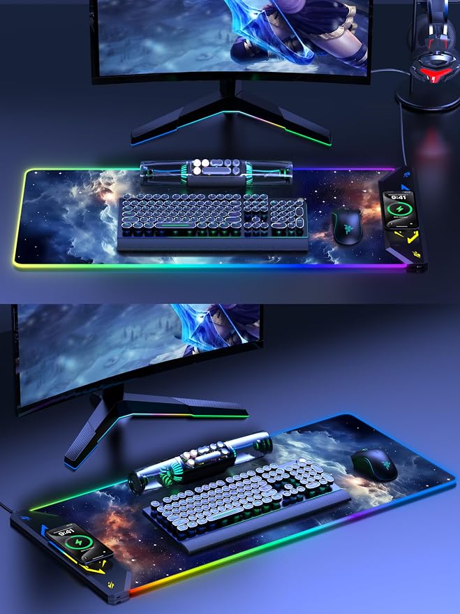 TopMade Wireless Charging Mouse Pad, RGB Gaming Mousepad, 35.4" x 15.8" Extra - Image 8
